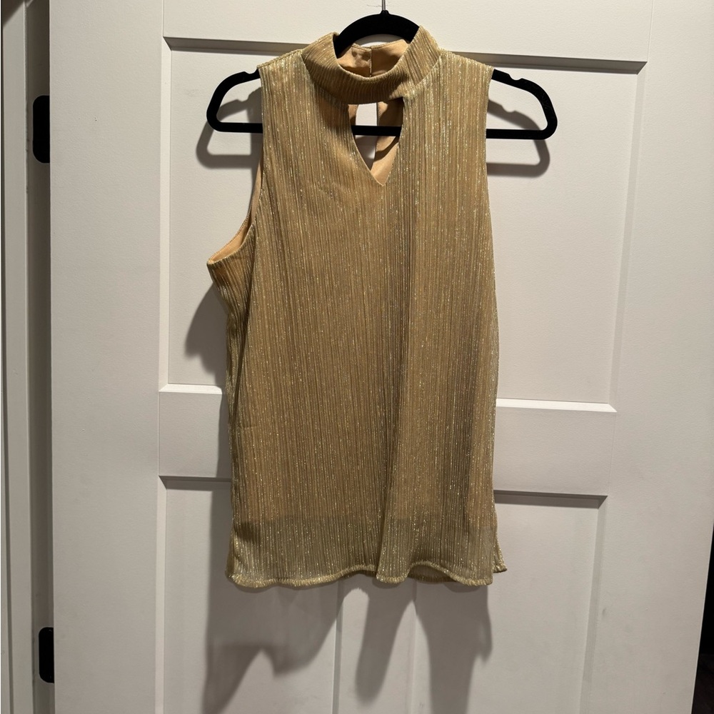 EUC Adiva High Neck Gold Blouse Tank